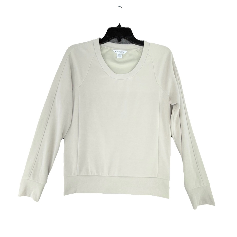 ATHLETA Forever Fleece Crewneck Sweatshirt‎ Women's Size XXS Beige